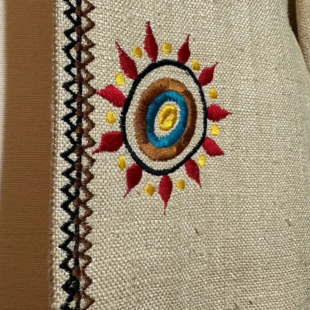 Stunning 100% silk Vintage Unique  Embroidered Cream blazer - Picture 8 of 15